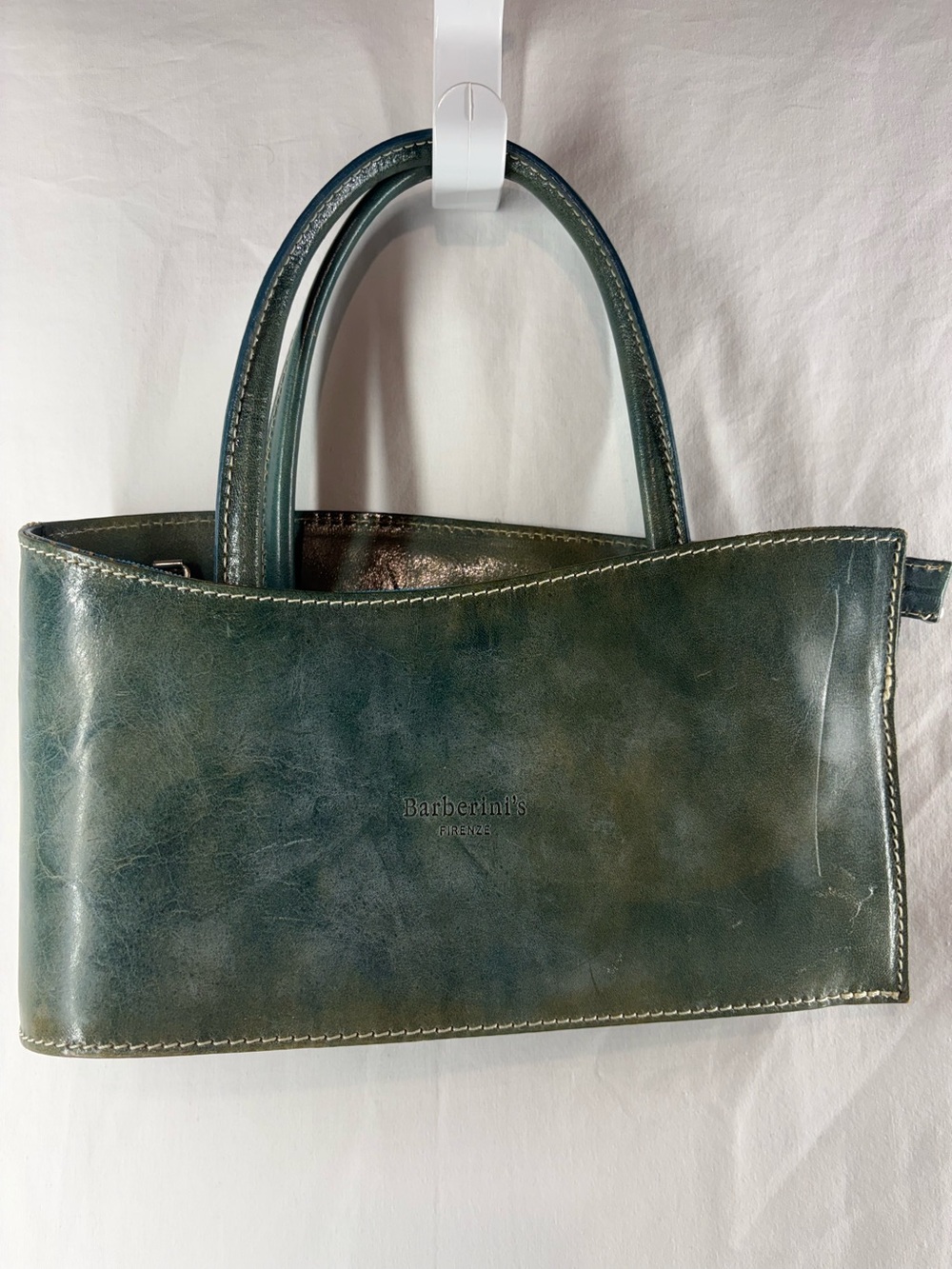 Vintage Barberini’s Firenze Green Leather Handbag Italian Purse
